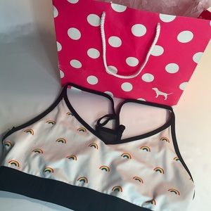 PINK sport Victoria Secret Womens rainbow sports bra Large